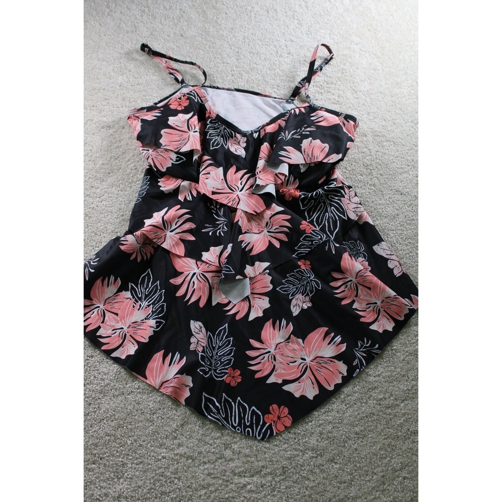 Women's Floral Print Swimdress Adjustable Straps 2XL Nylon